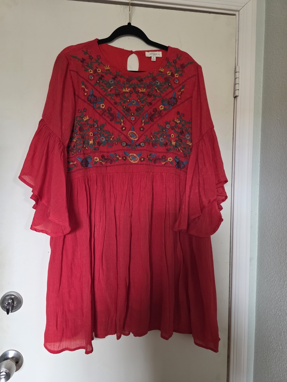 Umgee Red Embroidered Mini Dress